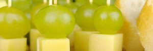 Cheese skewer with green grape